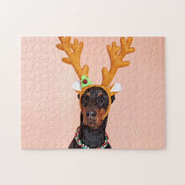 Doberman with Horns of a Deer Jigsaw Puzzle (Horizontal)