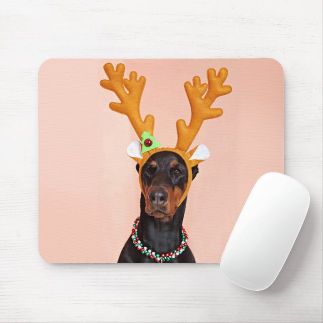 Doberman with Horns of a Deer Mouse Pad (With Mouse)