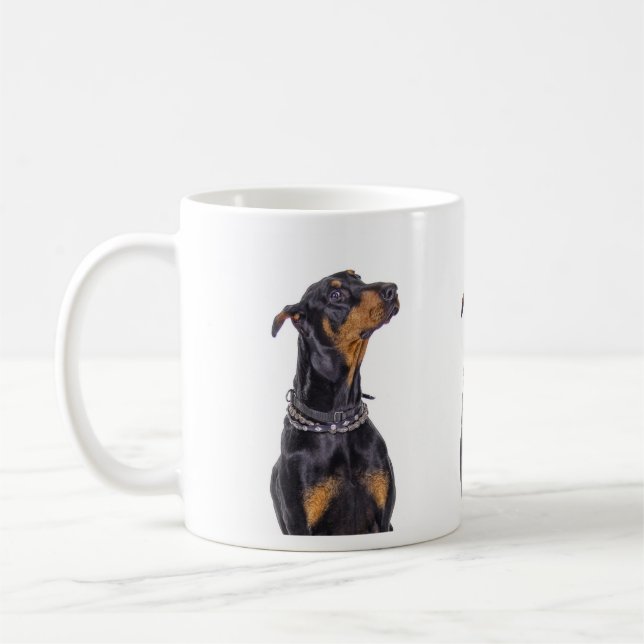 Doberman with Sneaky Look Mug (Left)