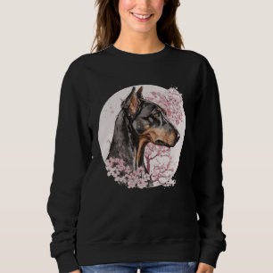 Dobermann Cherry Blossom Dog Breed Japanese Waterc Sweatshirt