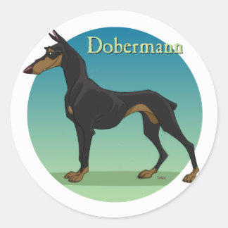 dobermann classic round sticker