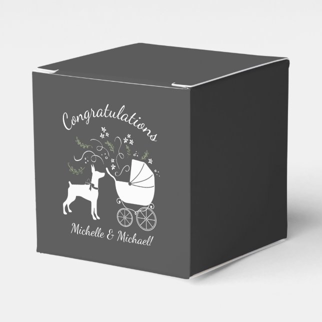 Dobermann Dog Baby Shower Puppy Dobie Pinscher Favour Box (Front Side)