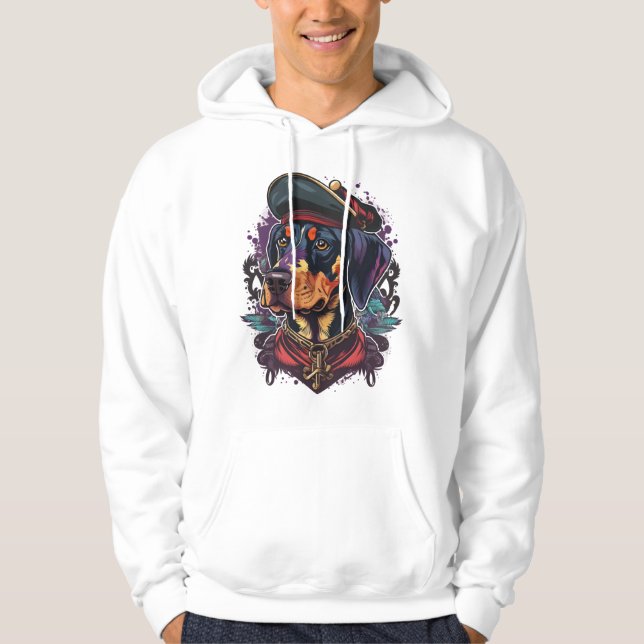 Dobermann Dog Pirate Hoodie (Front)