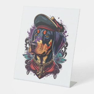 Dobermann Dog Pirate Pedestal Sign