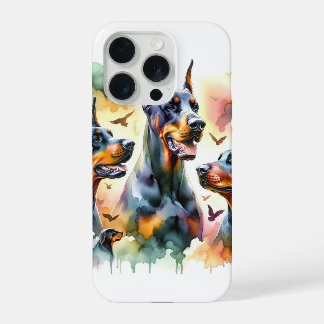 Dobermann Dogs in Harmony 060624AREF104 - Watercol iPhone Case (Back)
