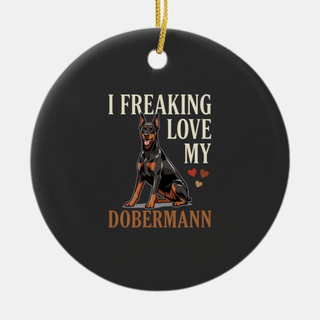 Dobermann Love Dog Lover Ceramic Ornament (Front)