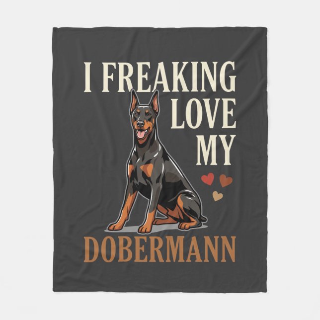 Dobermann Love Dog Lover Fleece Blanket (Front)