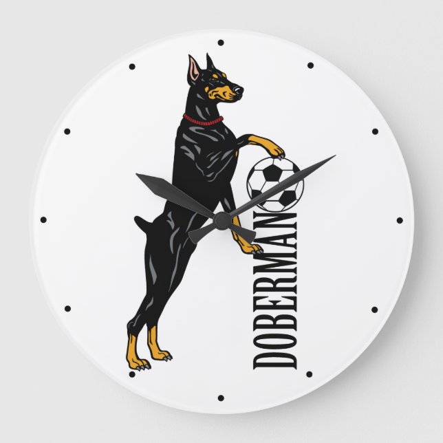  Dobermann or Doberman Pinscher dog Large Clock (Front)