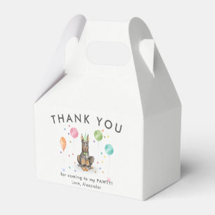Dobermann Pawty Puppy Dog Birthday Thank You  Favour Box