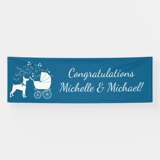 Dobermann Pinscher Baby Shower Puppy Dog Dobie  Banner (Horizontal)
