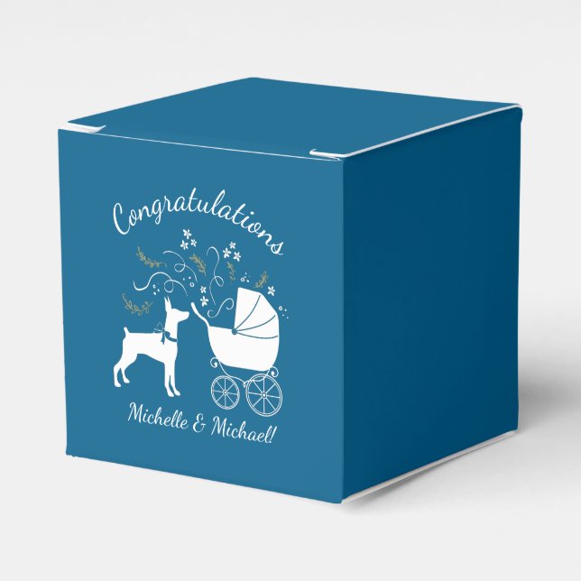 Dobermann Pinscher Baby Shower Puppy Dog Dobie  Favour Box (Front Side)