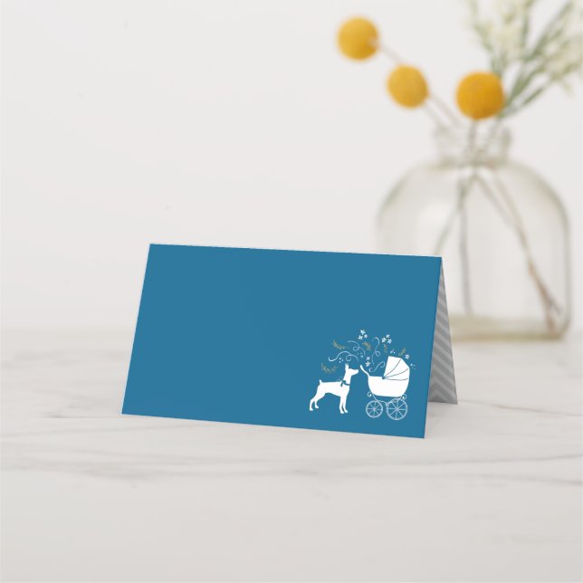 Dobermann Pinscher Baby Shower Puppy Dog Dobie  Place Card (Front)