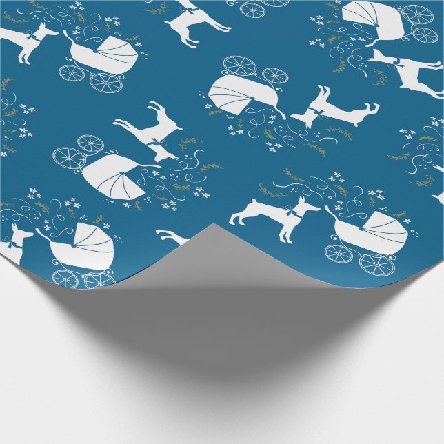 Dobermann Pinscher Baby Shower Wrapping Paper (Corner)