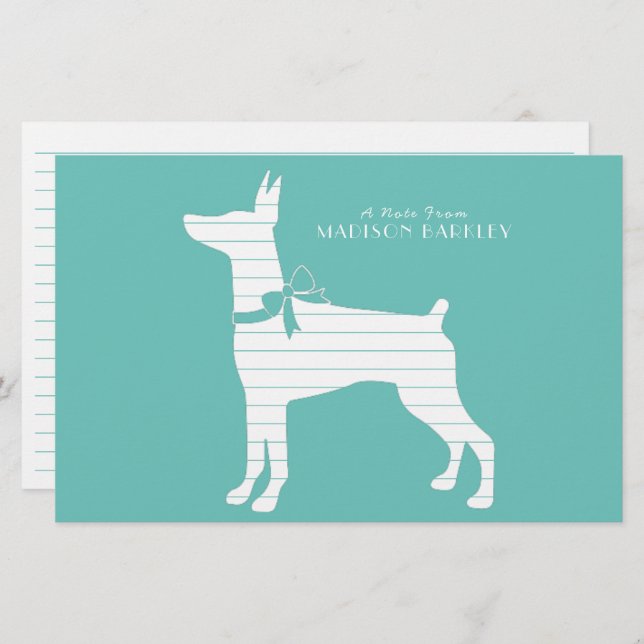 Dobermann Pinscher Dog Puppy Dobie Stationery (Front/Back)