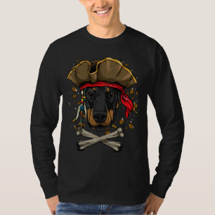 Dobermann Pirate Dog Halloween Jolly Roger T-Shirt