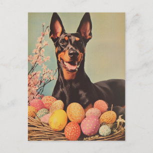 Dobermann Vintage Easter Postcard