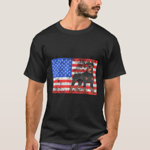 Dobie American Flag Doberman Dog Owner Usa Pinsche T-Shirt