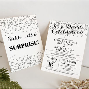 Doble Celebration Confetti Faux Silver Invitation