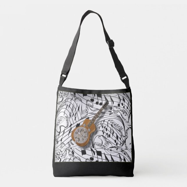 DOBRO ON MUSIC NOTES  CROSSBODY BAG (Back)