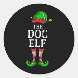 Doc Elf Matching Family Group Christmas Party Paja Classic Round Sticker