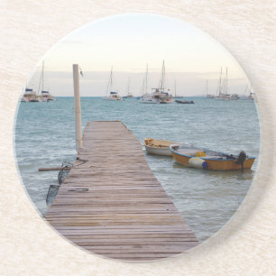 Dock and lobster pots coaster