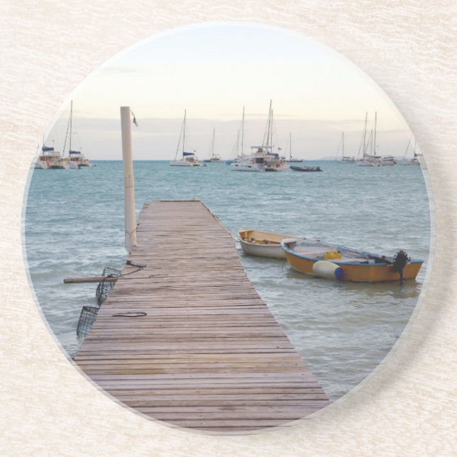 Dock and lobster pots coaster (Front)