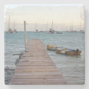 Dock and lobster pots stone coaster