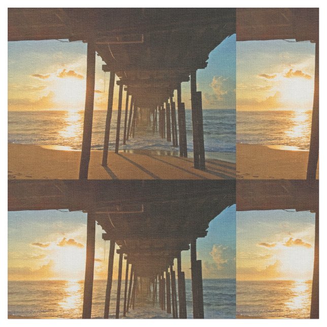 Dock At Sunrise Fabric (Close Up)