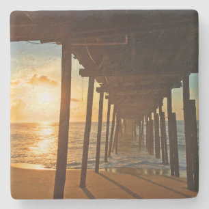 Dock At Sunrise Stone Coaster