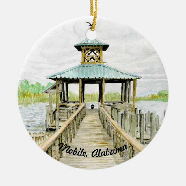 Dock on the Bay Ceramic Ornament (Front)