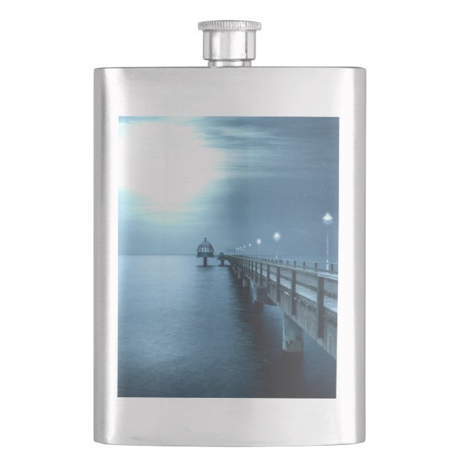 Dock on the Bay Evening Hip Flask (Front)