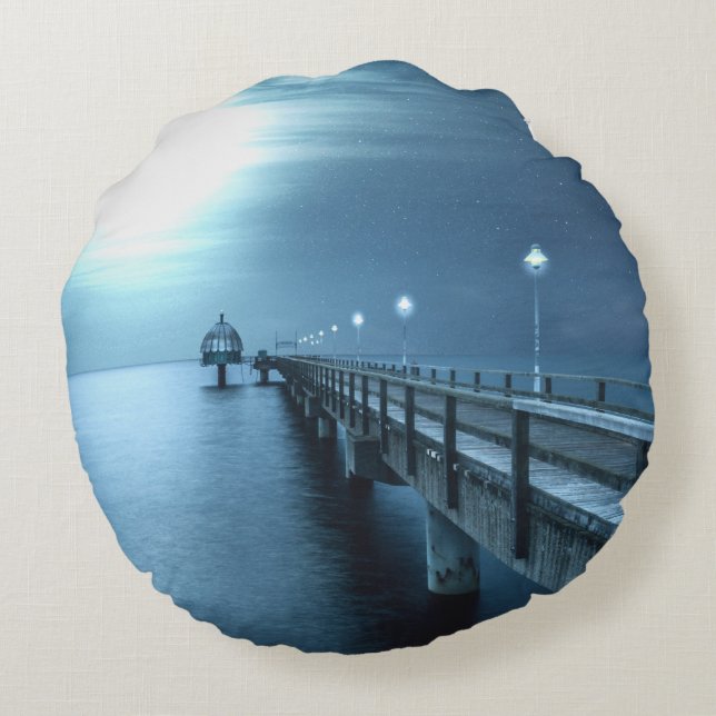 Dock on the Bay Evening Round Cushion (Back)