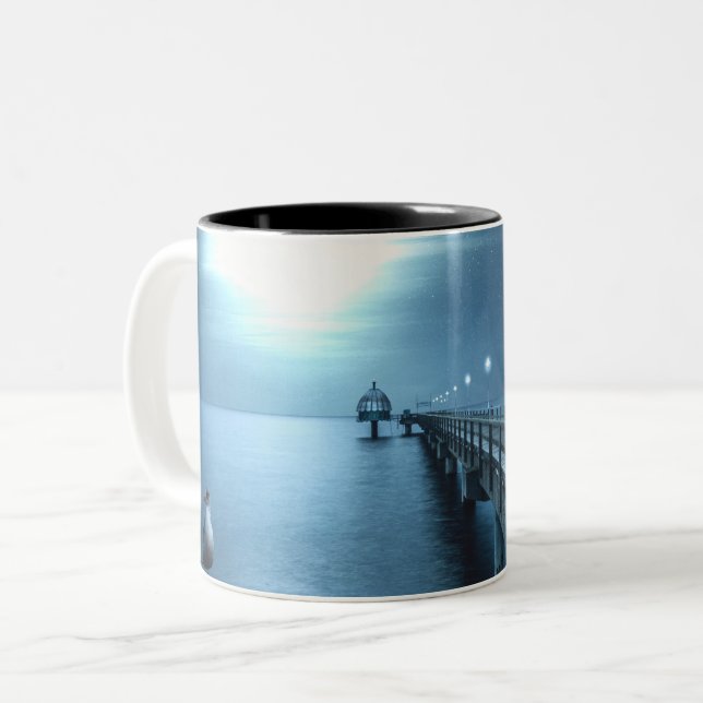 Dock on the Bay Evening Two-Tone Coffee Mug (Front Left)