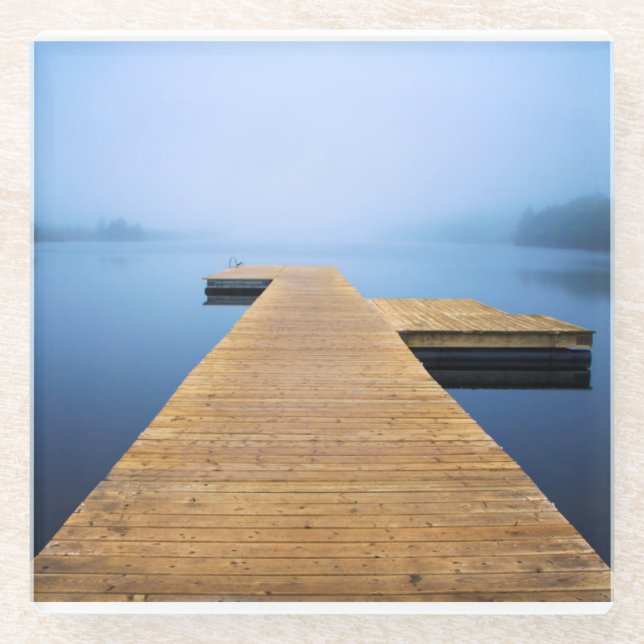 Dock on the Lake Glass Coaster (Front)