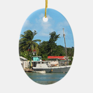 Docked Boats Antigua Ceramic Ornament