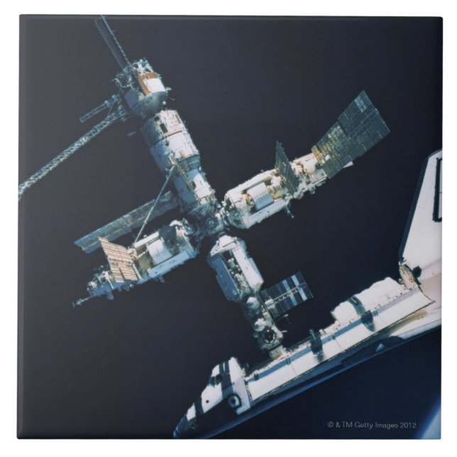 Docked Space Shuttle 2 Ceramic Tile (Front)
