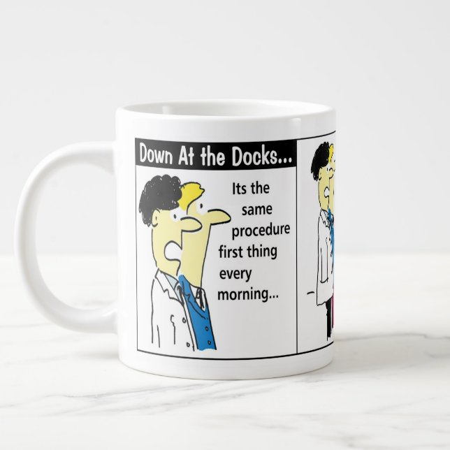 Docker Shipping Container Cartoon Humour Large Coffee Mug (Left)