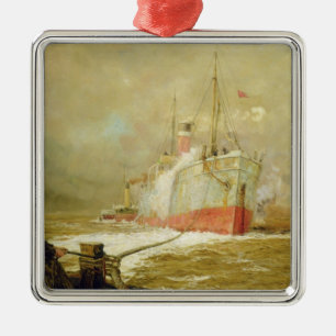 Docking a Cargo Ship Metal Ornament