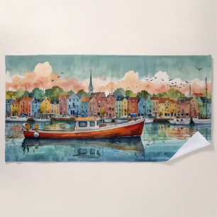 Docking Boats Beach Towel