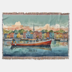 Docking Boats Throw Blanket