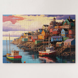 🌅Dockside Drama: Seaside Town Jigsaw Puzzle