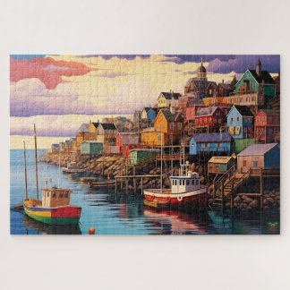 🌅Dockside Drama: Seaside Town Jigsaw Puzzle