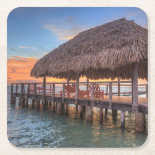 Dockside Sunrise Square Paper Coaster