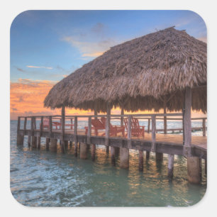 Dockside Sunrise Square Sticker