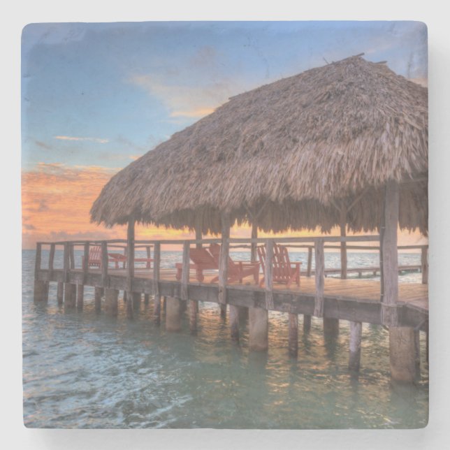 Dockside Sunrise Stone Coaster (Front)