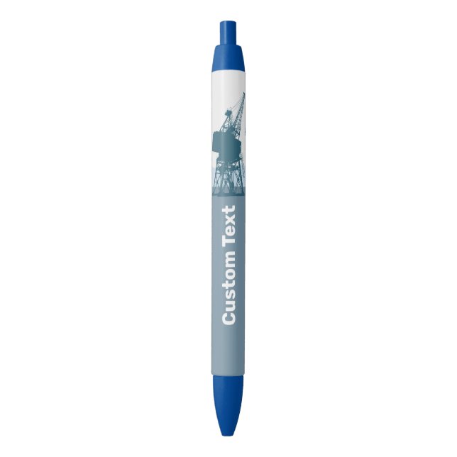 Dockyard Crane Blue Ink Pen (Front Vertical)