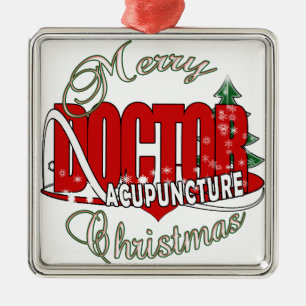 DOCTOR ACUPUNCTURE MERRY CHRISTMAS METAL ORNAMENT