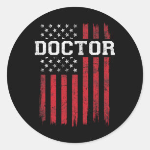 Doctor American Flag Usa Patriot Patriotic Classic Round Sticker