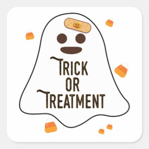 Doctor and Nurse Halloween Trick or Treatment Square Sticker