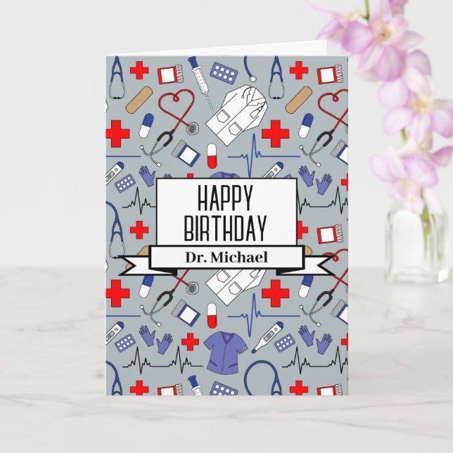 Doctor and Nurse Happy Birthday Card (Orchid)